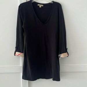 Burberry Womens Top Black L  Roll Tab Sleeve